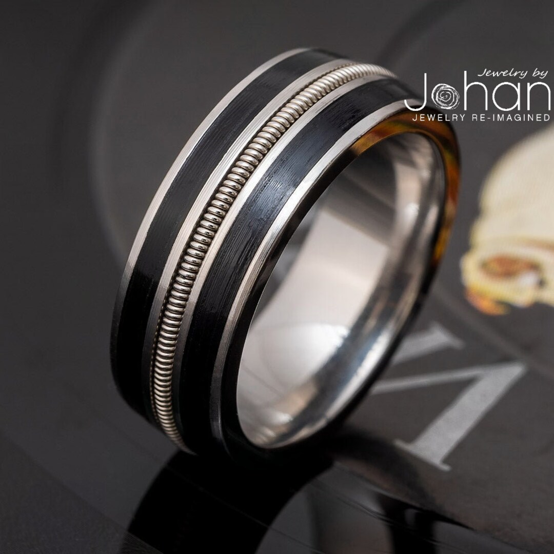 Mens wedding band with guitar best sale string