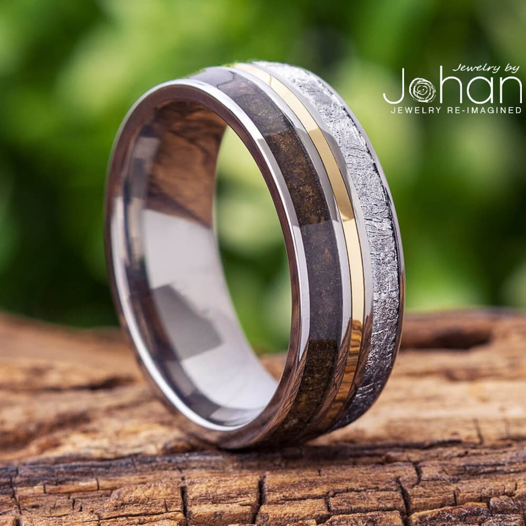 Mixed Metal Ring with Meteorite | Jewelry by Johan