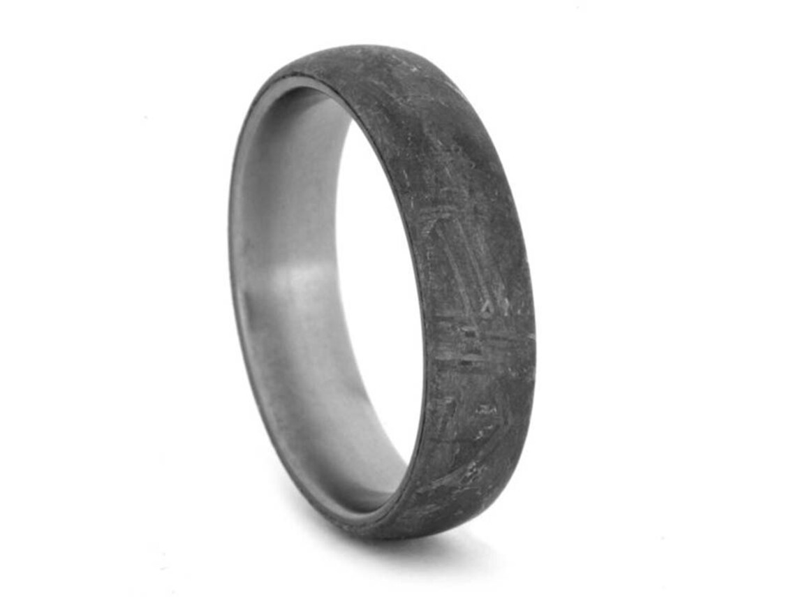 Simple Meteorite Ring in Titanium Alternative Men's Etsy Canada