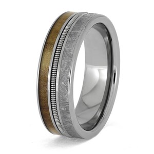 Bass Guitar String Ring With Rowan Wood and Meteorite - Etsy
