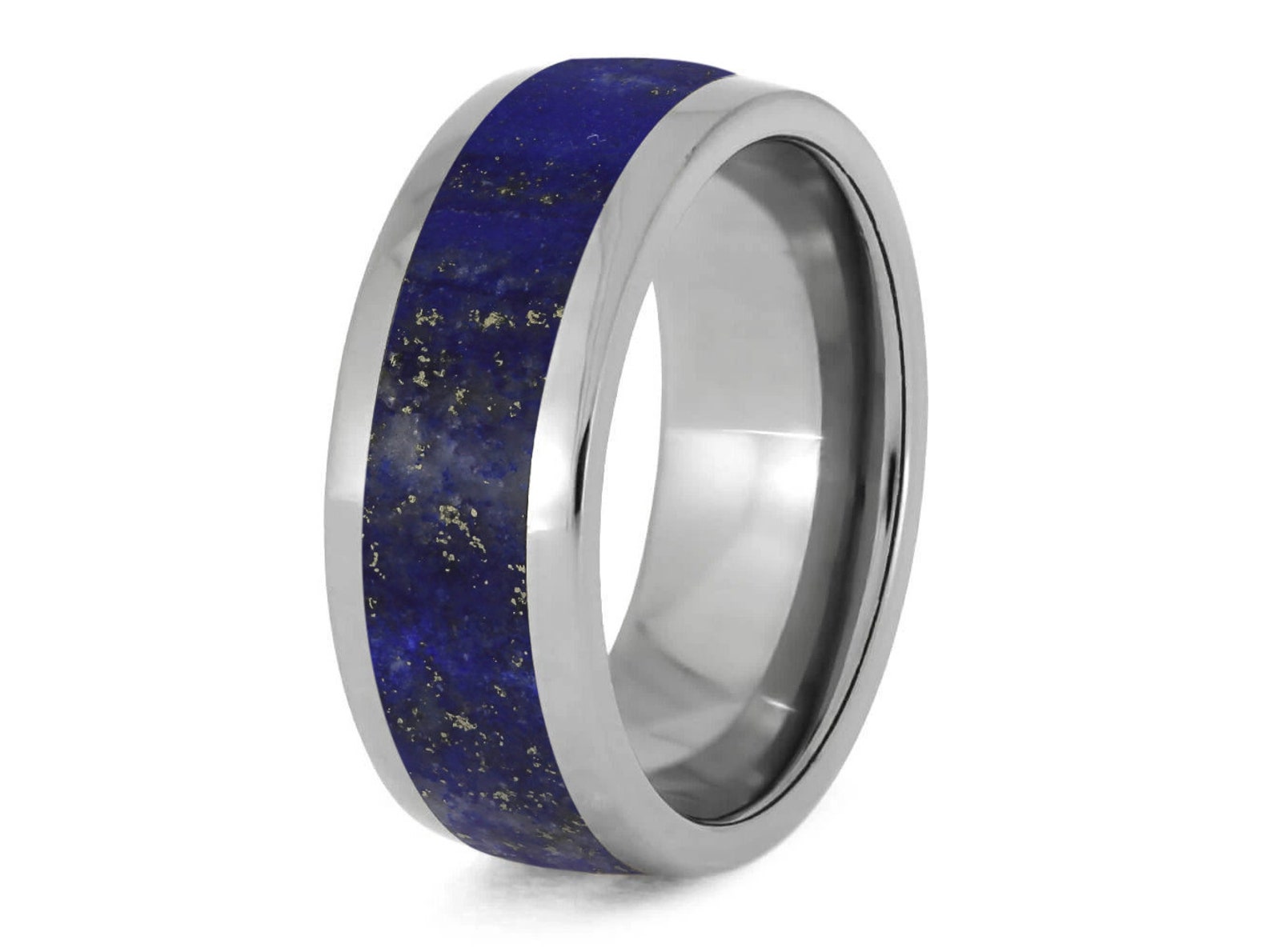 Blue Lapis Lazuli Men's Wedding Band Blue Ring for Groom - Etsy