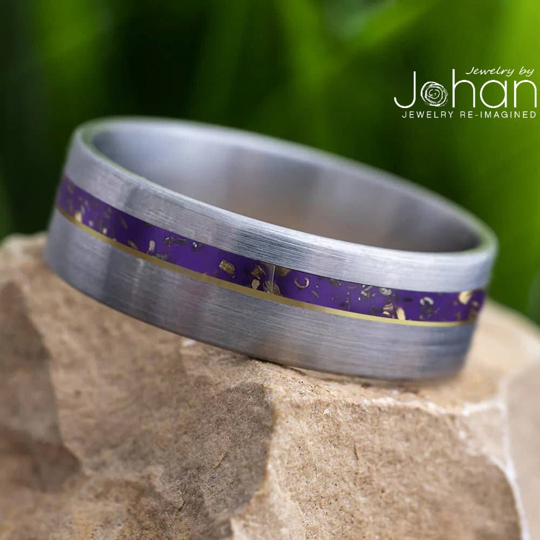 Purple Wedding Band With Gold Pinstripe, Other Stardust Colors