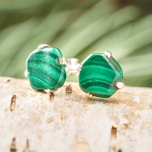Green Malachite Stone Stud Earrings