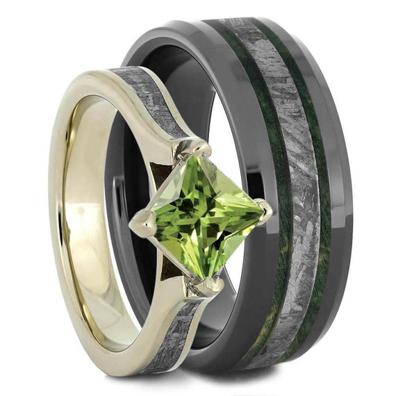 Mens peridot shop wedding band