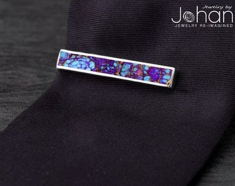 Unique Lava Mosaic Turquoise Tie Clip