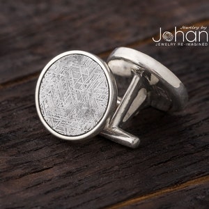 Authentic Meteorite Round Cuff Links, Unique Gift for Groom, Groomsmen Gift