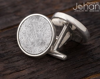 Gibeon Meteorite Sterling Silver Cuff Links, Unique Groom Gift