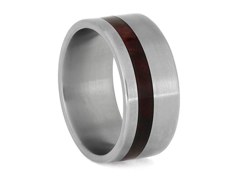 Titanium Wedding Band With A Redwood Pinstripe