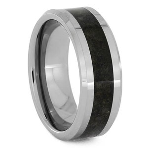 Tungsten Dinosaur Bone Men's Wedding Band, Unique Tungsten Wedding Ring for Man image 2