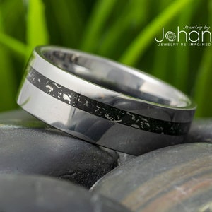 Black Stardust Men's Wedding Band, Other Stardust Colors Available