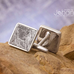 Gibeon Meteorite Cuff Links (In Stock), Unique Square Cufflinks, Gift for Groomsmen, Suiting Accessories