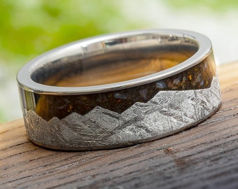 Meteorite Mountain Ring With Crushed Dinosaur Bone