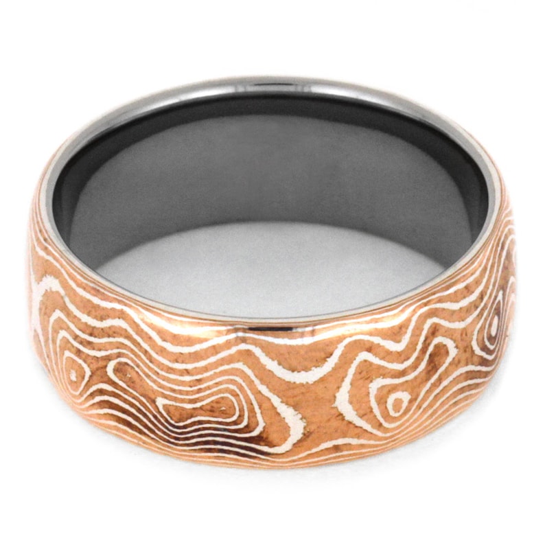 Copper And Silver Mokume Gane Ring With Titanium