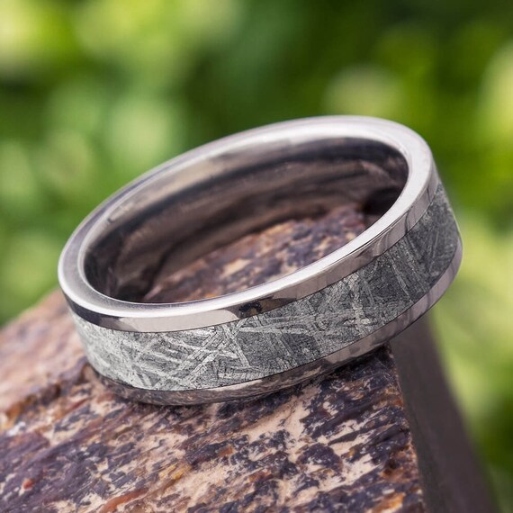 Genuine Meteorite Men's Wedding Ring Titanium Ring With Etsy