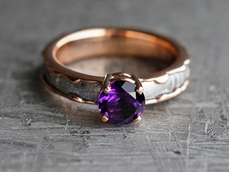 Birthstone Engagement Ring With Wavy Band Inlaid With Etsy