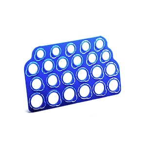 May include: Blue plastic ring holder with 24 circular slots for storing rings.