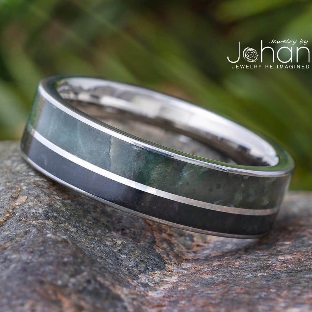 Buy Titanium and Jade Wedding Band, Mens Ring, Womens Ring, Unique Wedding  Rings, Eco-friendly Wedding Rings ARRANT JADE Online in India - Etsy