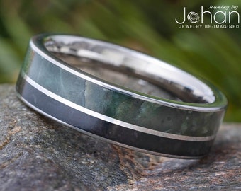 Jade And Obsidian Wedding Band