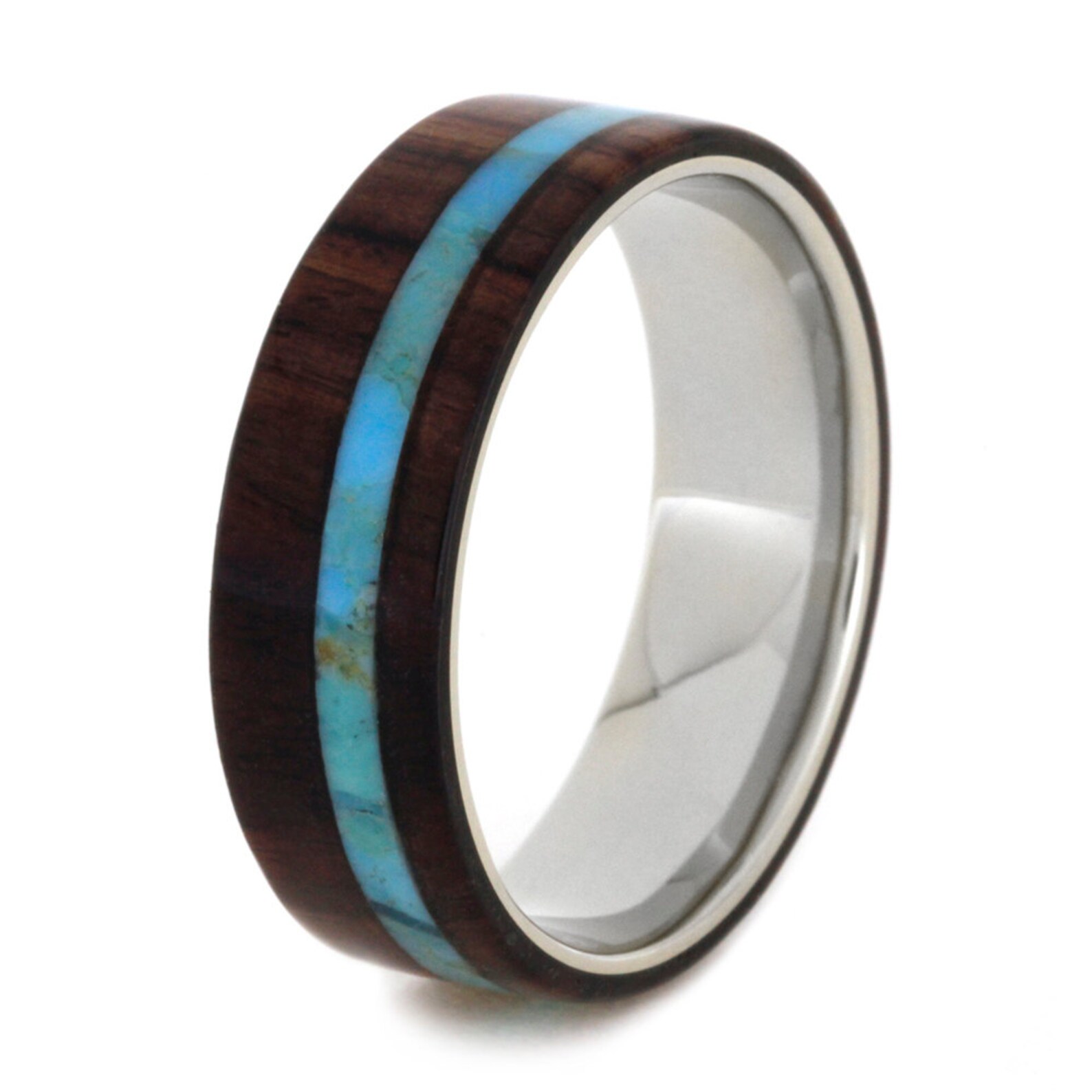 Turquoise & Wood Wedding Ring Authentic Turquoise Ring For Etsy