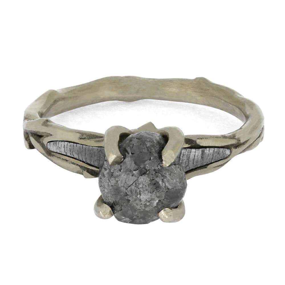 Rough Diamond Engagement Ring With Meteorite | Jewelry by Johan