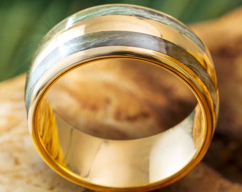 Green Jade Wedding Band in Solid Gold