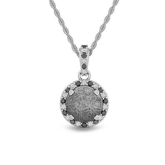 Meteorite Necklace With Black and White 