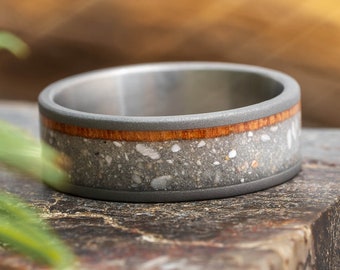 Titanium Memorial Ring with Wood and Ashes