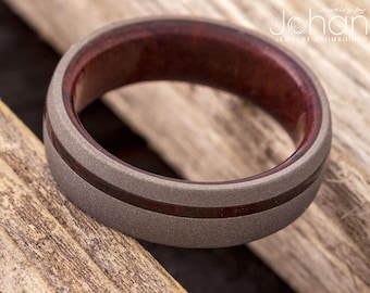 Ironwood Inlay Sandblasted Titanium Men's Wedding Band