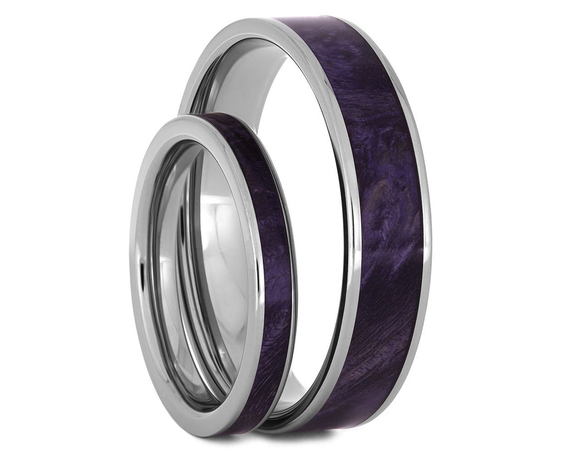 Purple Wedding Rings Matching Wedding Band Set with Purple Etsy