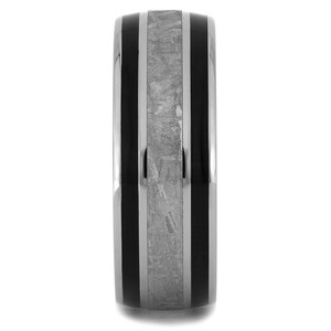 Mahogany & Meteorite Men's Wedding Ring, Unique Wood Wedding Band for ...