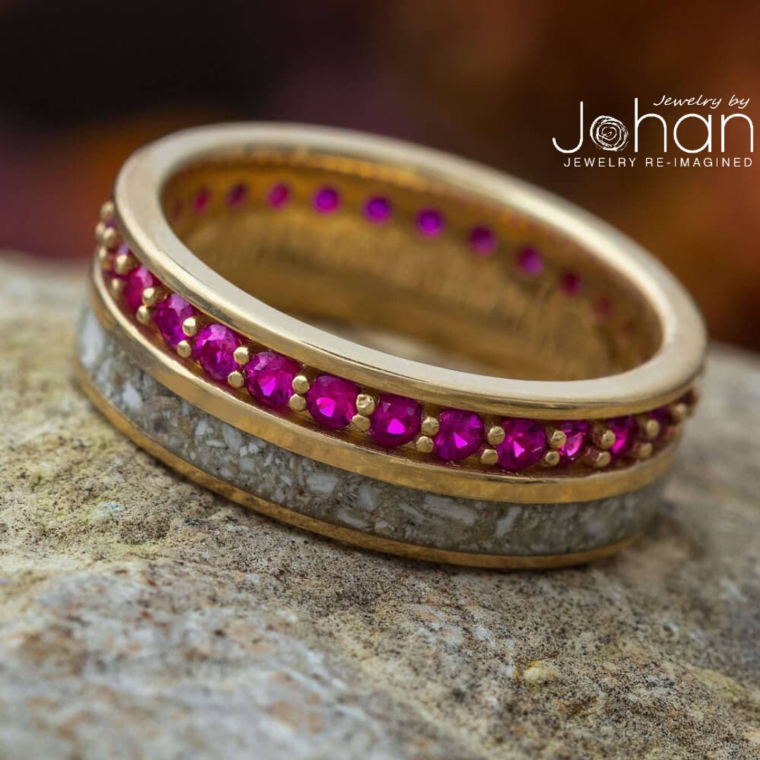 Gold Memorial Ring With Birthstones & Ashes - Etsy