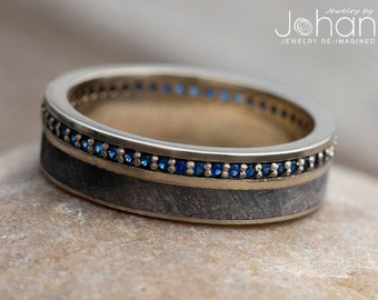 Meteorite Eternity Band With Blue Sapphires