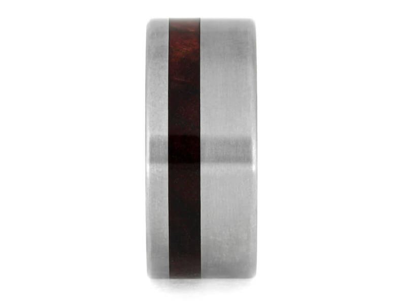 Titanium Wedding Band With A Redwood Pinstripe