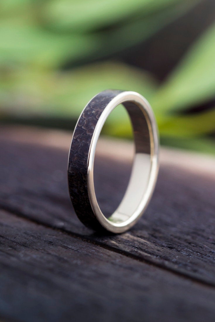 Fossilized Dinosaur Bone Wedding Band Men or Women's 10k Etsy