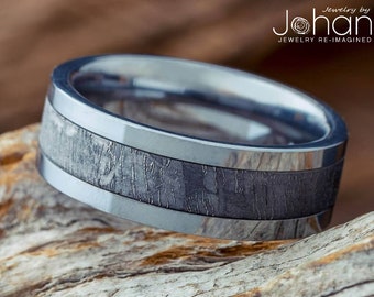 Tungsten Meteorite Men's Wedding Band, Unique Tungsten Ring for Man