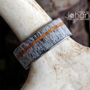 Antler Ring with Oak Wood Pinstripe