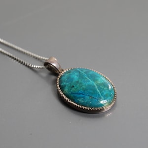 Genuine Eilat Stone Pendant, 925 Silver, Turquoise Pendant, King Solomon stone, Natural Eilat jewelry, Eilat Necklace, stone silver necklace