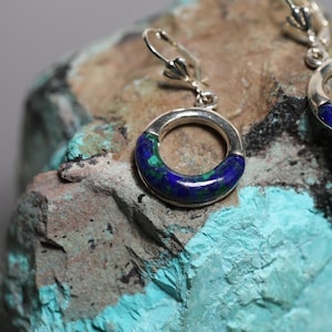 Genuine Eilat Stone Round Earrings, 925 Silver, turquoise earrings, king Solomon stone, Eilat jewelry, Round  Stone Earrings, eilat jewelry