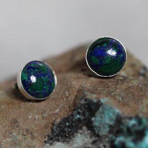 Genuine Eilat Stone stud Earrings, 925 Silver, turquoise earrings, king Solomon stone, natural Eilat jewelry, silver earrings