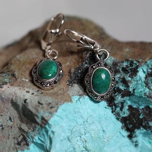 Genuine Eilat Stone with zircons Earrings , 925 Silver, turquoise earrings, king Solomon stone,natural Eilat jewelry, silver earrings,zircon