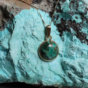 Echter Eilat Steinanhänger, 14K Gold, Handgefertigter Anhänger, Natürlicher Eilat Schmuck, Goldanhänger, Handgemachter Steinanhänger, NUR ANHÄNGER