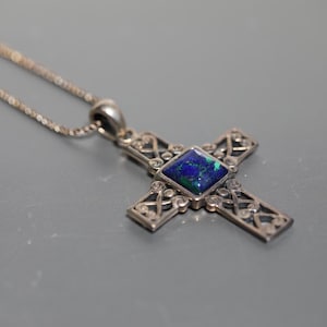 Jerusalem Cross Pendant From Eilat Stone, 925 silver, christian pendant, Jerusalem Cross Necklace, cross pendant, cross stone, Eilat stone