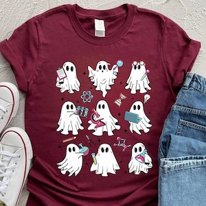 Spooky Ghost Science Teacher Shirt, Spooky Ghost Flasks Shirt, Chemistry Teacher Shirt, Ghost Crewneck, Halloween Chemistry Teacher Shirt