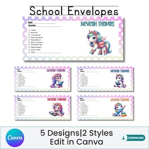 School Envelopes, Money Envelopes, School Money Envelope, Canva Template, Canva Envelope