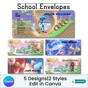 School Envelopes, Money Envelopes, School Money Envelope, Canva Template, Canva Envelope