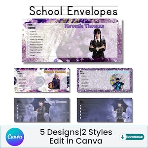 School Envelopes, Money Envelopes, School Money Envelope, Canva Template, Canva Envelope