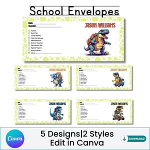 School Envelopes, Money Envelopes, School Money Envelope, Canva Template, Canva Envelope