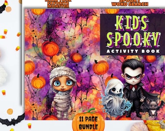 Kids Halloween Activity Book, Kids Halloween Coloring Book