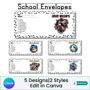 School Envelopes, Money Envelopes, School Money Envelope, Canva Template, Canva Envelope