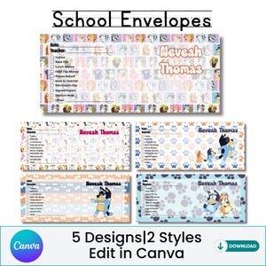 School Envelopes, Money Envelopes, School Money Envelope, Canva Template, Canva Envelope